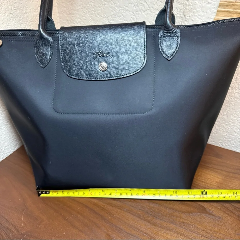 LONGCHAMP Paris Boho Large Tote Handbag In Black Color Made In France - Picture 12 of 16